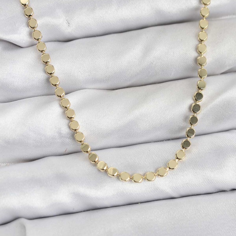 316L Çelik Zincir Gold Renk Ezme Zincir Model 65 cm Kadın Kolye