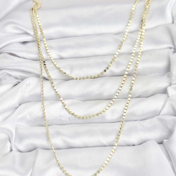 316L Çelik Zincir Gold Renk Ezme Zincir Model 3'lü Kadın Kolye