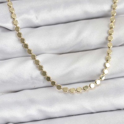 316L Çelik Zincir Gold Renk Ezme Zincir Model  45 cm Kadın Kolye