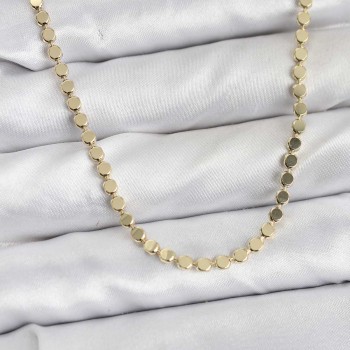 316L Çelik Zincir Gold Renk Ezme Zincir Model 65 cm Kadın Kolye