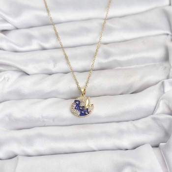 316L Çelik Zincir Gold Renk Gece Model Zirkon Taşlı Kadın Kolye