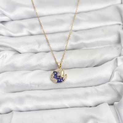 316L Çelik Zincir Gold Renk Gece Model Zirkon Taşlı Kadın Kolye