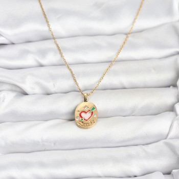 316L Çelik Zincir Gold Renk Kalp Figürlü Kadın Kolye