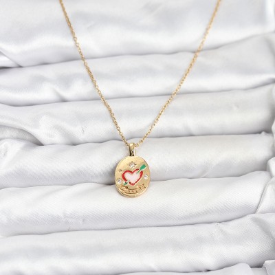 316L Çelik Zincir Gold Renk Kalp Figürlü Kadın Kolye