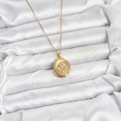 316L Çelik Zincir Gold Renk Kapaklı Açılabilir Model Kadın Kolye