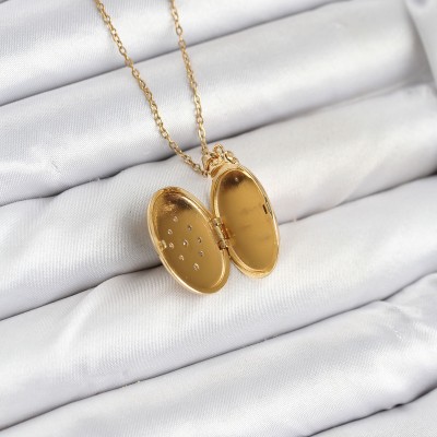 316L Çelik Zincir Gold Renk Kapaklı Açılabilir Model Kadın Kolye