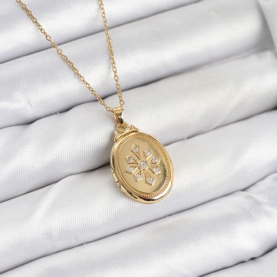 316L Çelik Zincir Gold Renk Kapaklı Açılabilir Model Kadın Kolye