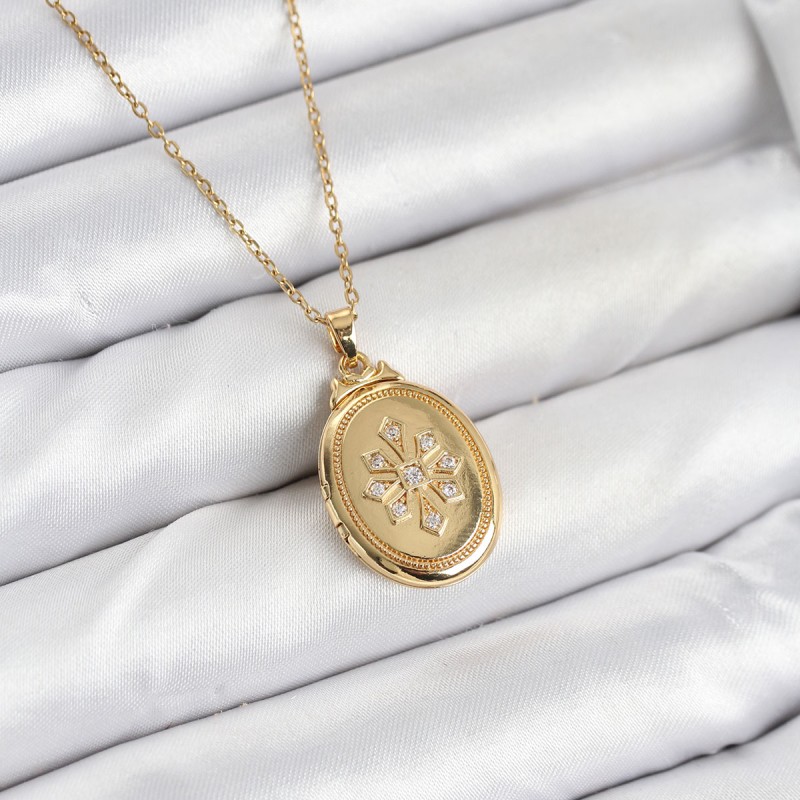 316L Çelik Zincir Gold Renk Kapaklı Açılabilir Model Kadın Kolye