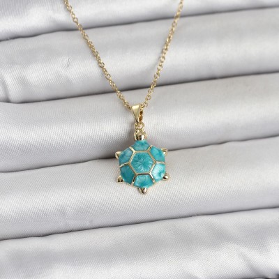 316L Çelik Zincir Gold Renk Kaplumbağa Model Kadın Kolye