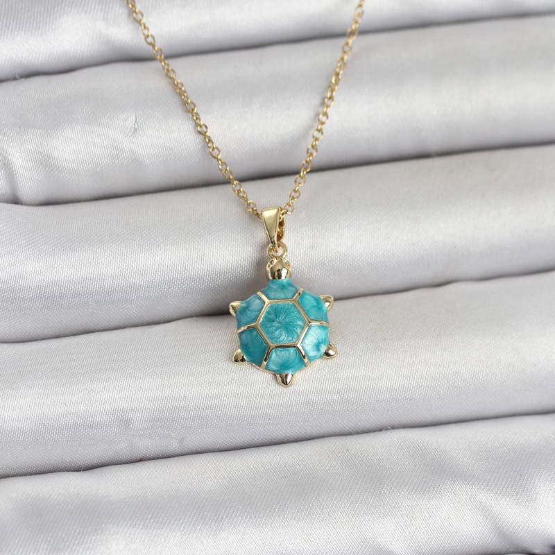 316L Çelik Zincir Gold Renk Kaplumbağa Model Kadın Kolye