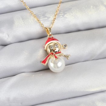 316L Çelik Zincir Gold Renk Kardan Adam Model Yılbaşı Temalı Kadın Kolye