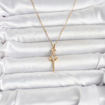 316L Çelik Zincir Gold Renk Kılıç Model Kadın Kolye