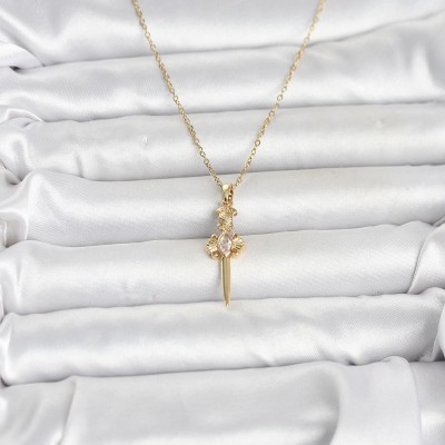 316L Çelik Zincir Gold Renk Kılıç Model Kadın Kolye