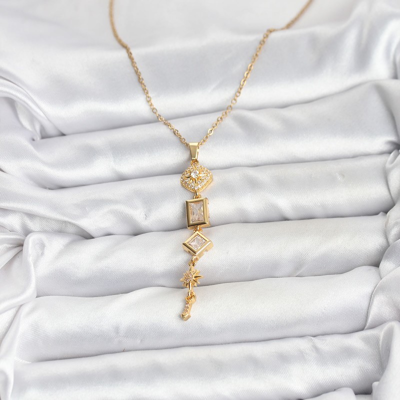 316L Çelik Zincir Gold Renk Kutup Yıldızı Enerji Model Kadın Y Kolye