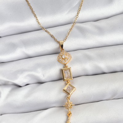 316L Çelik Zincir Gold Renk Kutup Yıldızı Enerji Model Kadın Y Kolye