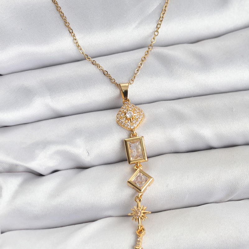 316L Çelik Zincir Gold Renk Kutup Yıldızı Enerji Model Kadın Y Kolye