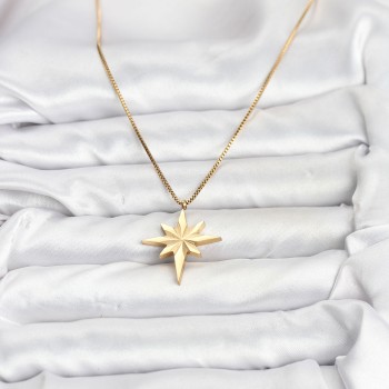 316L Çelik Zincir Gold Renk Kutup Yıldızı Model 60 cm Zincir Kadın Kolye