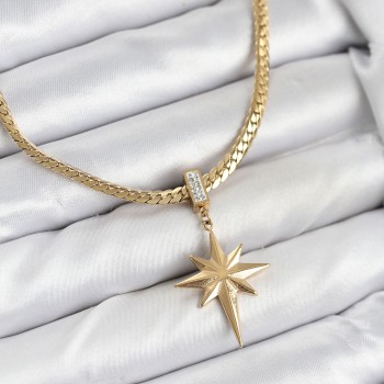 316L Çelik Zincir Gold Renk Kutup Yıldızı Model Kadın Kolye