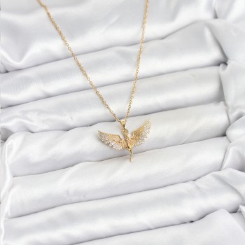 316L Çelik Zincir Gold Renk Melek Model Kadın Kolye