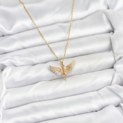 316L Çelik Zincir Gold Renk Melek Model Kadın Kolye