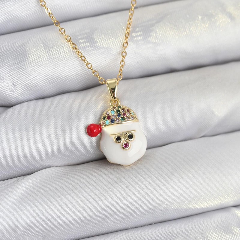 316L Çelik Zincir Gold Renk Şapkalı Kardan Adam Kafası Model Yılbaşı Temalı Kadın Kolye