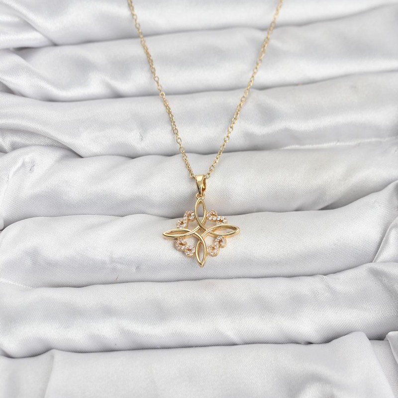 316L Çelik Zincir Gold Renk Sonsuzluk Model Zirkon Taşlı Kadın Kolye