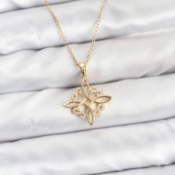 316L Çelik Zincir Gold Renk Sonsuzluk Model Zirkon Taşlı Kadın Kolye