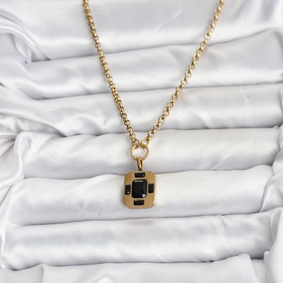 316L Çelik Zincir Gold Renk Vintage Model Kadın Kolye