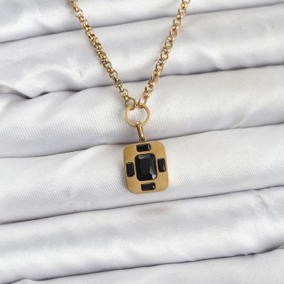 316L Çelik Zincir Gold Renk Vintage Model Kadın Kolye