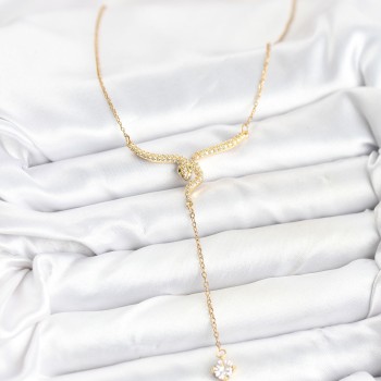 316L Çelik Zincir Gold Renk Yılan Model Y Kolye