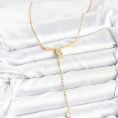 316L Çelik Zincir Gold Renk Yılan Model Y Kolye