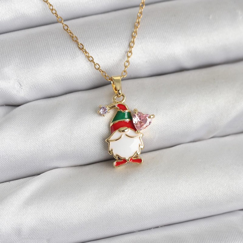 316L Çelik Zincir Gold Renk Yılbaşı Teması Kadın Kolye