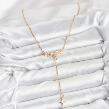 316L Çelik Zincir Gold Renk Yıldız Model Y Kadın Kolye