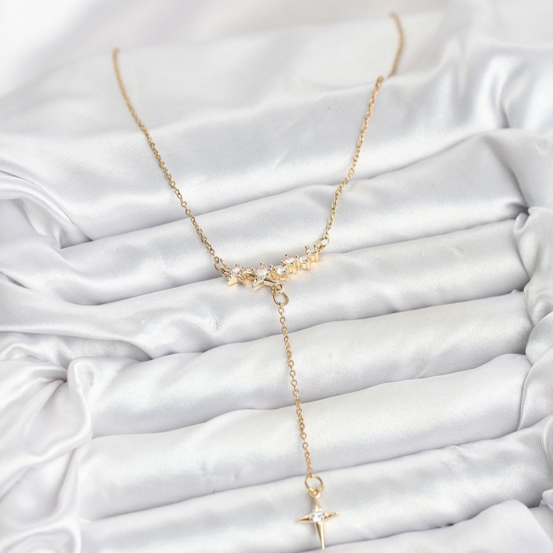 316L Çelik Zincir Gold Renk Yıldız Model Y Kadın Kolye