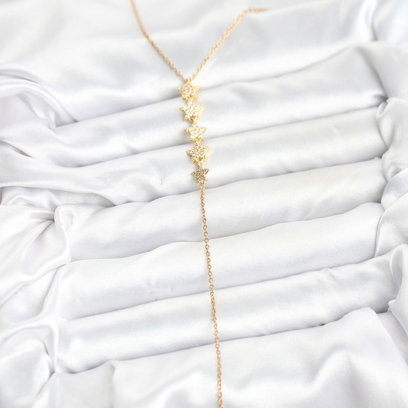 316L Çelik Zincir Gold Renk Yıldız Model Y Kolye