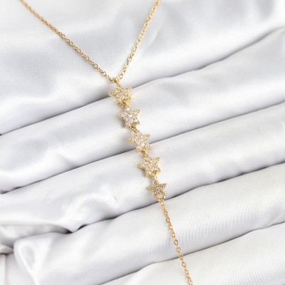 316L Çelik Zincir Gold Renk Yıldız Model Y Kolye