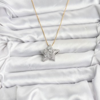 316L Çelik Zincir Gold Renk Zincirli Gümüş Yıldız Model Kadın Kolye