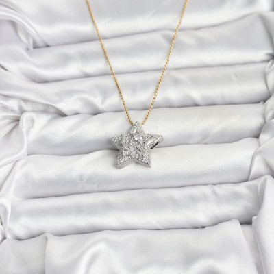 316L Çelik Zincir Gold Renk Zincirli Gümüş Yıldız Model Kadın Kolye