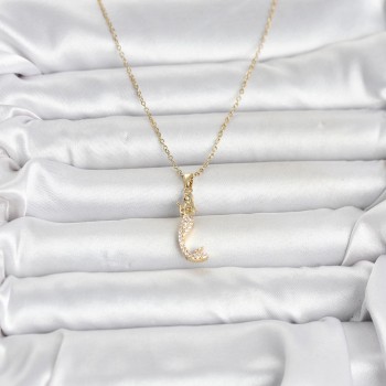 316L Çelik Zincir Gold Renk Zirkon Taşlı Deniz Kızı Model Kadın Kolye