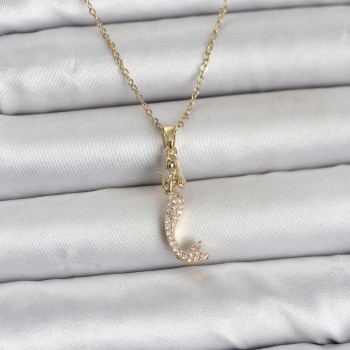 316L Çelik Zincir Gold Renk Zirkon Taşlı Deniz Kızı Model Kadın Kolye