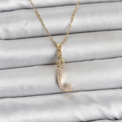 316L Çelik Zincir Gold Renk Zirkon Taşlı Deniz Kızı Model Kadın Kolye