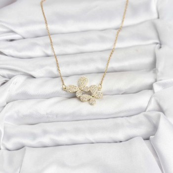 316L Çelik Zincir Gold Renk Zirkon Taşlı Kelebek Model Kadın Kolye