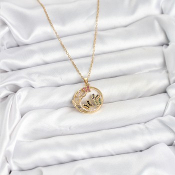 316L Çelik Zincir Gold Renk Zirkon Taşlı Kelebekli Kadın Kolye