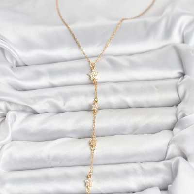 316L Çelik Zincir Gold Renkli Yıldız Model Kadın Y Kolye