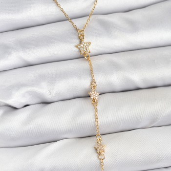 316L Çelik Zincir Gold Renkli Yıldız Model Kadın Y Kolye