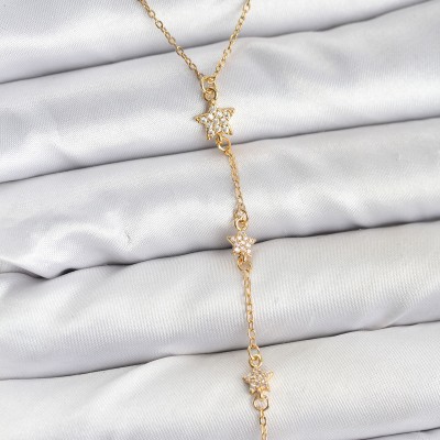 316L Çelik Zincir Gold Renkli Yıldız Model Kadın Y Kolye