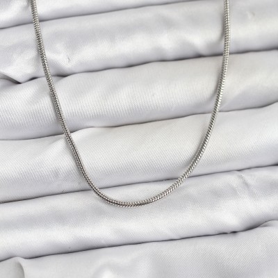 316L Çelik Zincir Gümüş Renk 60 cm Yılan Zincir Kadın Kolye