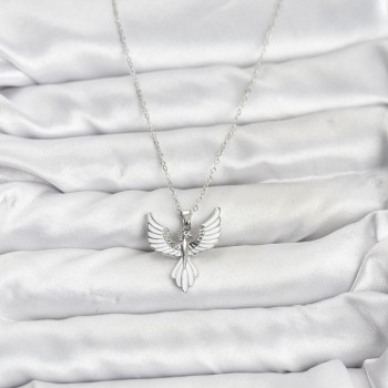 316L Çelik Zincir Gümüş Renk Anka Kuşu Model Kadın Kolye