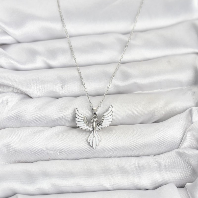 316L Çelik Zincir Gümüş Renk Anka Kuşu Model Kadın Kolye