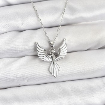 316L Çelik Zincir Gümüş Renk Anka Kuşu Model Kadın Kolye